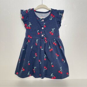 Carter’s Kids Toddler Navy Blue Cherry Print ButtonUp Short Sleeve Dress size24M